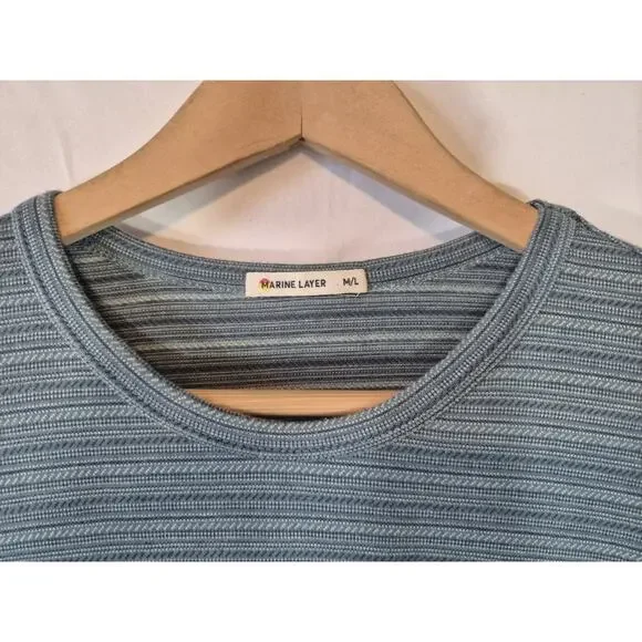 Marine Layer Signature Jacquard Crew T-Shirt M / L - Picture 7 of 11